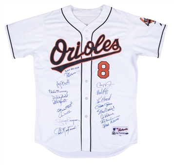 3000 Hit Club Multi Signed Cal Ripken Baltimore Orioles Home Jersey With 17 Signatures (JSA)